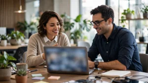 10 Questions to Ask Before You Sign 1 Client discussing website project requirements with a Webflow developer during a consultation