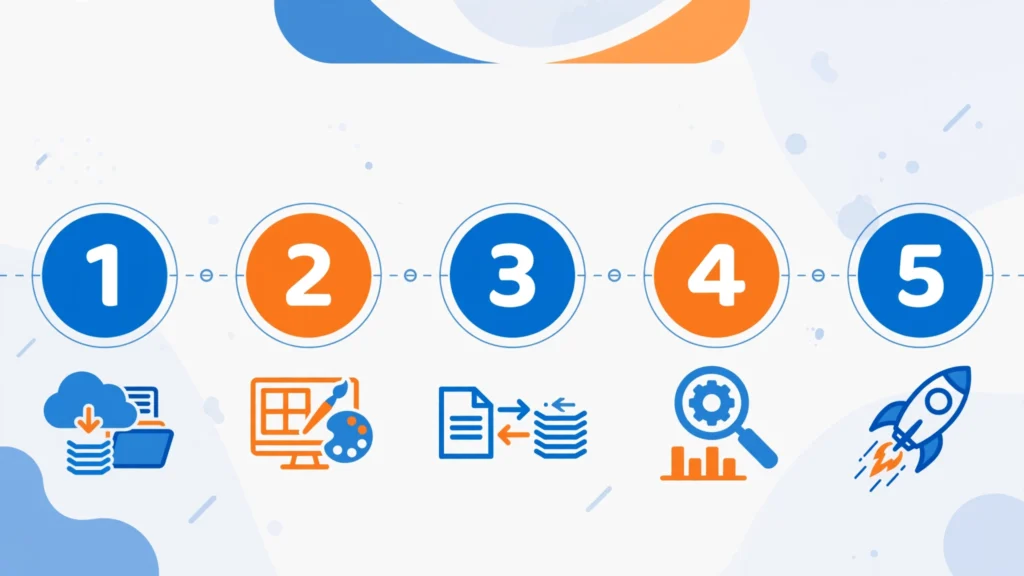 Step-by-step WordPress to Webflow migration process — backup, rebuild, transfer, SEO checks, and launch