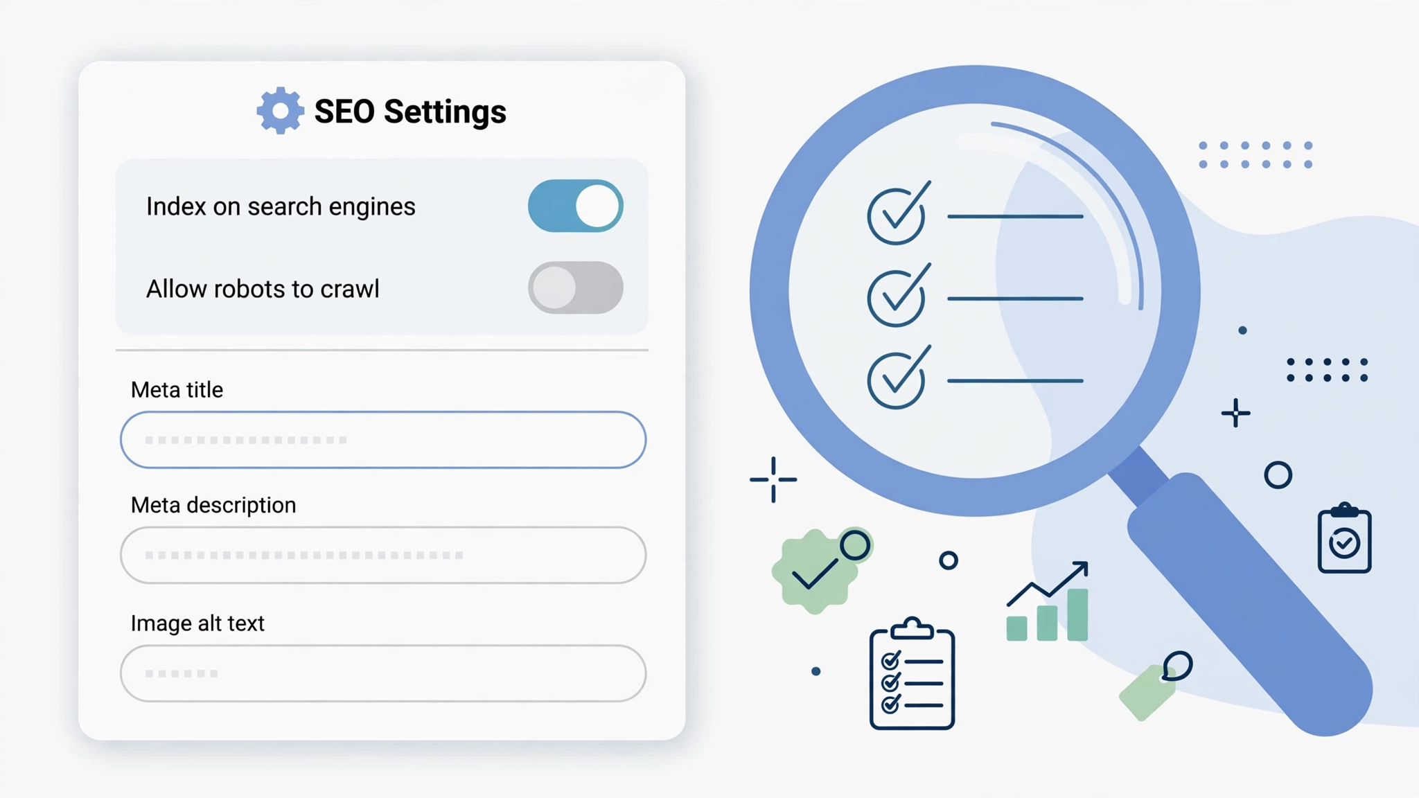 Webflow SEO: The Complete Optimization Guide for 2026 1 Webflow SEO settings panel — configuring meta title, meta description and image alt text in Webflow